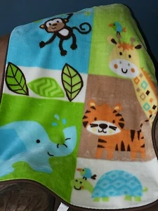 GARANIMALS Jungle Safari Animal Fleece Plush Baby Blanket Throw 30 x 45 - Picture 1 of 3