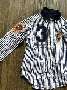 Vintage anni 90 Ralph Lauren Crest #3 Mercer gessato manica lunga bambino taglia 4t - Foto 1 di 21