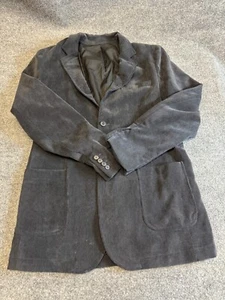 Saks Fifth Avenue Men's Jacket 2XL Black Single Breasted Corduroy Blazer Jacket - Picture 1 of 7