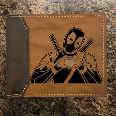 Deadpool Superhero Making a Heart Leather Wallet Bifold Premium Quality NEW - Image 1 of 4