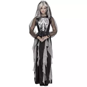 Women's Gothic Skeleton Bride Halloween Costume - Size Medium (8-10) - Picture 1 of 6