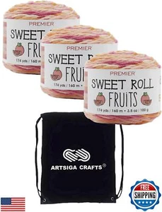 Premier Yarns Sweet Roll Fruits Pink Grapefruit 2056-06 (3-Skeins - Same Dye - Picture 1 of 5