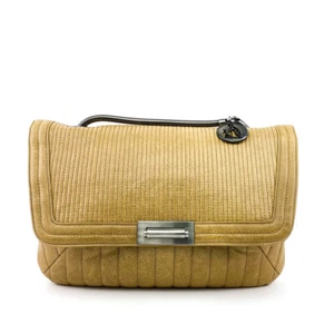 LANVIN Hurrah Quilted Leather Shoulder Bag Beige Khaki - Picture 1 of 12