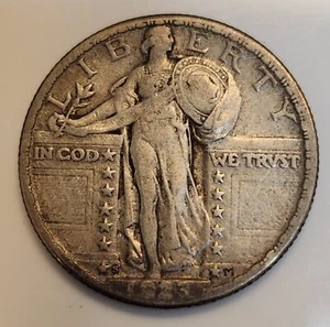 1923-S Standing Liberty Silver Quarter in VF Condition - Picture 1 of 2