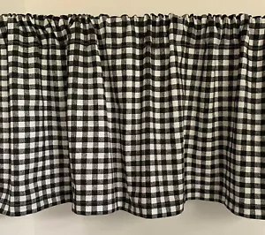 Valance Black and White Gingham Plaid Custom Made Window Treatment Farmhouse - Picture 1 of 5