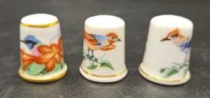 3 x Dedales de porcelana Havil y Limoges Francia pájaros - Imagen 1 de 6