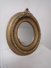Toller antiker ovaler Spiegel im reich verziertem Goldstuckrahmen um 1870