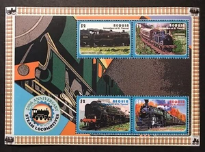 BEQUIA ST VINCENT TRAINS STAMPS SHEET 2005 MNH 200th ANV. OF STEAM LOCOMOTIVES 1 - Picture 1 of 1