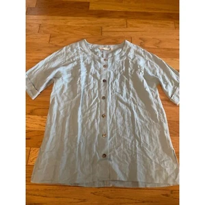 Soft Surroundings Damen hellblau Button-Down Top Ramie & Rayon Größe XL - Bild 1 von 8