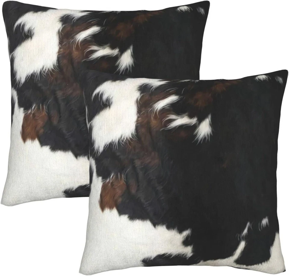 (Not Real Cowhide)Set of 2 Western Cow Print Pillow Covers, 20X20 Inch Christmas - Image 1 of 1