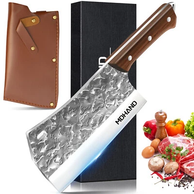 MDHAND 7'' Meat Cleaver Knife Heavy Duty Axe Bone Chopper Knife Kitchen Butcher Knife