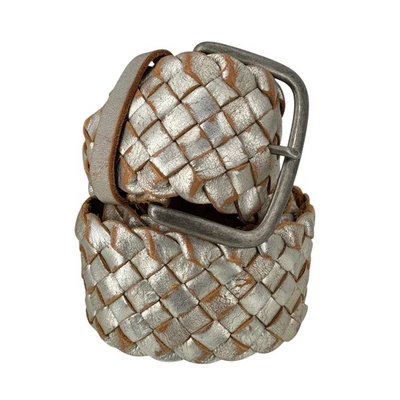 Cinturón Trenzado Ancho Fossil Mujer Talla M Plateado Boho Metálico Rústico Occidental Y2K Foto 1 de 4