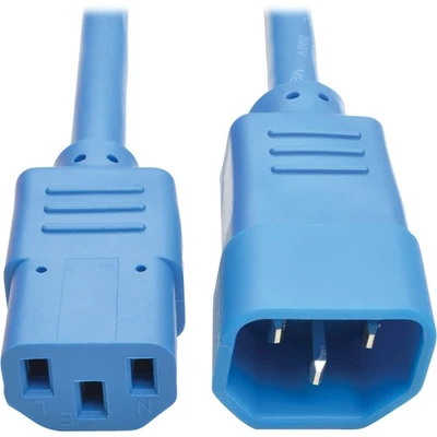 Tripp Lite 3ft Heavy Duty Power Extension Cord 15A 14 AWG C14 C13 Blue 3' - Image 1 of 4