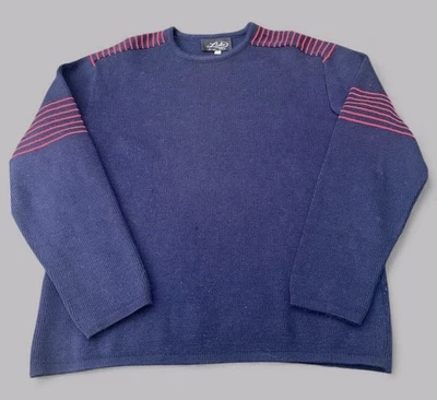 Suéter Retro Para Hombre Lg Esquí Carreras Azul Marino con Rayas Rojas Delgadas (100% Lana) por LEDO Foto 1 de 4
