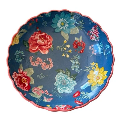 Pioneer Woman Fancy Flourish Blue Pasta Salad Bowl Floral 7.5" Replacement - Image 1 of 4