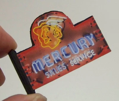 1/24 Scale Diorama Mercury Sales and Service Neon Looking 2-Sided Sign - Image 1 of 4