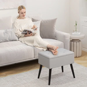 Chic Velvet Storage Ottoman with Flip Top - Stylish Footrest & Organizer - Picture 1 of 14