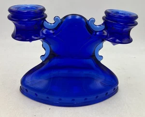 L.E. Smith Glass Mount Pleasant Cobalt Blue Double Candle Holder Replacement - Picture 1 of 11