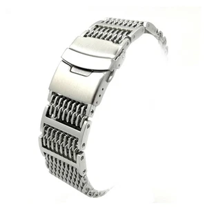 22 Mm Steel Watchstrap Replacement Stainesteel Bracelet Wrist Band - Picture 1 of 5