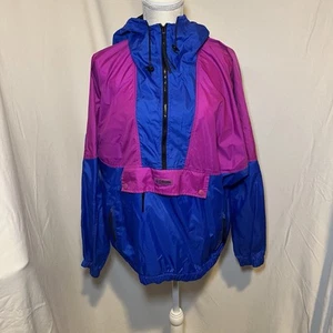 Vtg Pink & Purple Columbia Half Zip Windbreaker w Front Pockets & Hood Sz XL - Picture 1 of 13