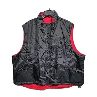 Rojo Negro 3x Chaleco Puffer Sin Mangas Forrado Cálido Reversible 60" Pecho X 23" L Retro Foto 1 de 4