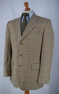 Mens Daks Beige with Multi-Coloured Check Pattern Pure Wool Jacket, Blazer 40R. - Picture 1 of 12