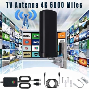 6000 Mile Digital TV Antenna HDTV 4K 1080P Amplified Long Range 360° Outdoor US⭐ - Picture 1 of 24