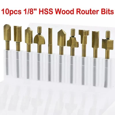 10x 1/8" 3MM Titanium Mini Hss Router Bits Trimmer Shank For Rotary Tool - Image 1 of 4