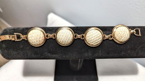 OFF WHITE Bracciale vintage Bergere cesto tessuto tessuto pannello