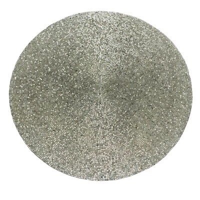 Luxehabitat Holiday Christmas 15in Silver Beaded Single Placemat Charger - Image 1 of 3