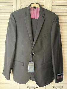New- Zanetti - Porto Black Two Button Wool Suit US 40S-34S-slacks - Picture 1 of 11