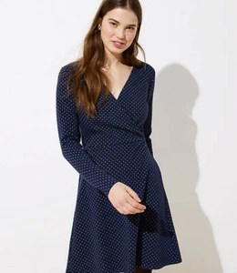 Loft Damen neu mit Etikett Petite Geo Jacquard Strick Halstuchkleid - marineblau - Größe 00P - Bild 1 von 1