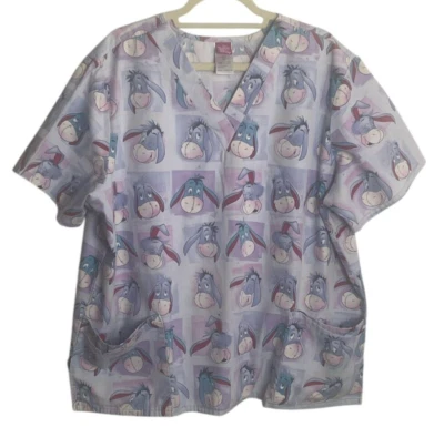 Disney Eeyore Scrub Top Size 2X 2EG Medical Nursing Dental Uniform Vet Tech - Image 1 of 4