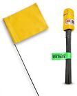 Yellow Marking Flags 100 Pack - 4X5-Inch Marker Flags - 15-Inch Wire - Small ...
