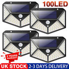 4x Solar Power Pir Motion Sensor Wall Lights 100led Outdoor Garden Security Lamp