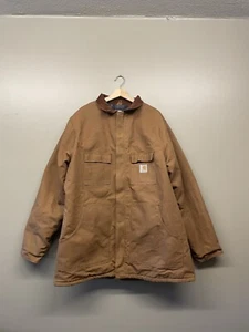 Vintage USA Carhartt C04 Bomber Jacket Wool Lined Brown Cotton Size 50 Preowned - Picture 1 of 13