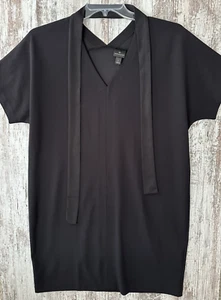 WORTHINGTON Women's Size L Black V-Neck Short Sleeve Belted Sheath Dress NWT - Picture 1 of 5
