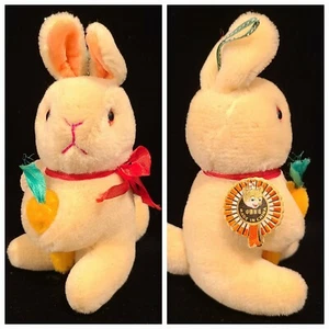 Vintage 1960's Stuffed Bunny Rabbit Velvet ~ Sawdust Stuffed ~ Mohair 6" - Picture 1 of 4
