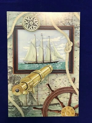 Tarjeta de felicitación de cumpleaños renacentista-"Traza tu curso para un viaje de..."NUEVO (A44) Foto 1 de 4