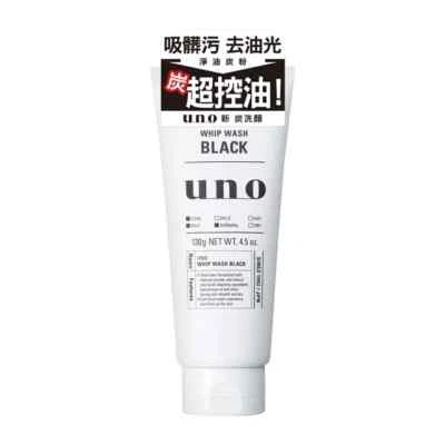 [SHISEIDO UNO] Whip Wash BLACK CHARCOAL Men's Facial Foam Cleanser 130g NEW - Image 1 of 3