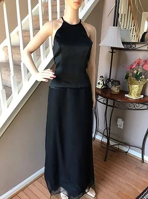 Vintage Vera Wang Black Formal Long Gown Prom Cocktail Halter Dress 6 - Image 1 of 4