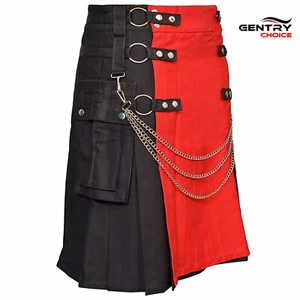 Utility Kilt Black with Removable Chains & Apron Scottish Outfit Wedding Dress - Picture 1 of 7