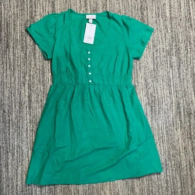 Isabel Maternity Dress Size Small Button Front Kelly Green Casual Dress - Image 1 of 4