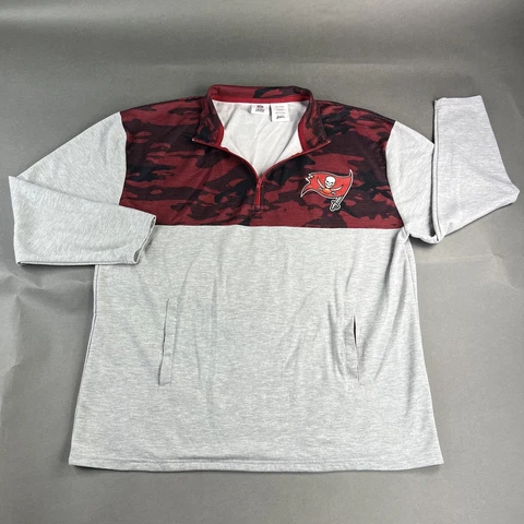 Tampa Bay Buccaneers Jacket XXL Gray Red Men NFL 1/4 Zip Pullover Zubaz Used #67 Cover