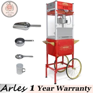 Movie Theater Popcorn Machine Maker Popper w/ Cart & 8oz Stainless-Steel Kettle - Picture 1 of 8
