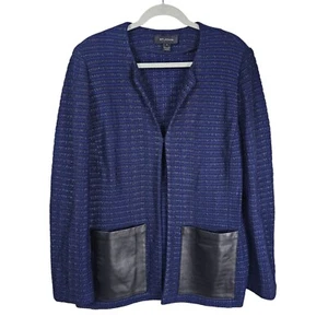 Giacca St. John Santana maglia tweed taglia 16 pelle tasche ufficio formale old money - Foto 1 di 12
