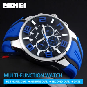 SKMEI Men Quartz Analog Sport Watch Waterproof Male Casual Stopwatch Date 9128 - Picture 1 of 17