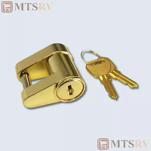Bloqueo de acoplador Brophy CPLK con 2 llaves - Cerradura de acero galvanizado amarillo - Remolque para RV - Imagen 1 de 1