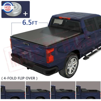 6.5FT 4-FOLD Tonneau Cover Truck Bed For 2007-2013 Chevy GMC Sierra Silverado  Foto 1 de 4