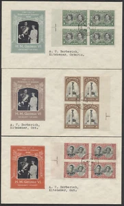 1939 #246-248 Set of 3 Royal Visit FDCs T-Guideline Blocks Ioor Cachets Toronto - Bild 1 von 7